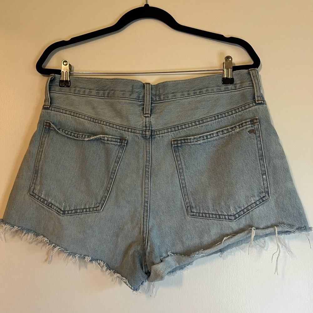 Madewell Faded Light Blue Frayed Hem Denim Shorts - Picture 4 of 5